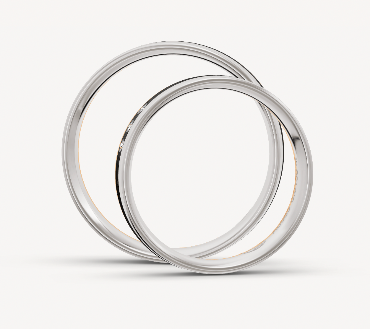 14kt Wit met Rosé gouden trouwringen set met diamanten Carbon Bicolor