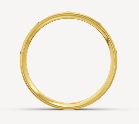 10 karaats geel gouden ring van 2.13 grsm en 3 mm breed. Bezet met 9 briljant geslepen diamanten met een totaalgewicht van 0.09crt Kleur: Zwart RingID: BMALDUCEJZ30