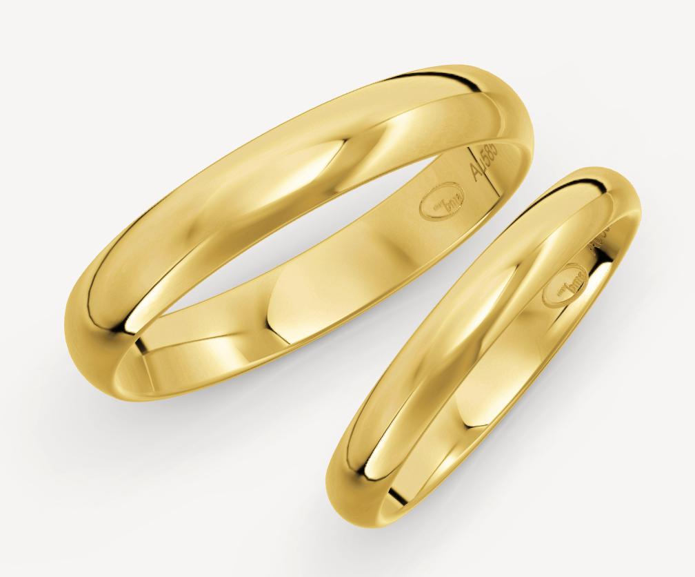 aanbieding 14 kt geel gouden klassieke trouwringen set.De Heren ring is 4 mm breed met een dikte van 1.4 mm. De Damesring is 3 mm breed met een dikte van 1.3 mm. Maat 64 & 54 €875