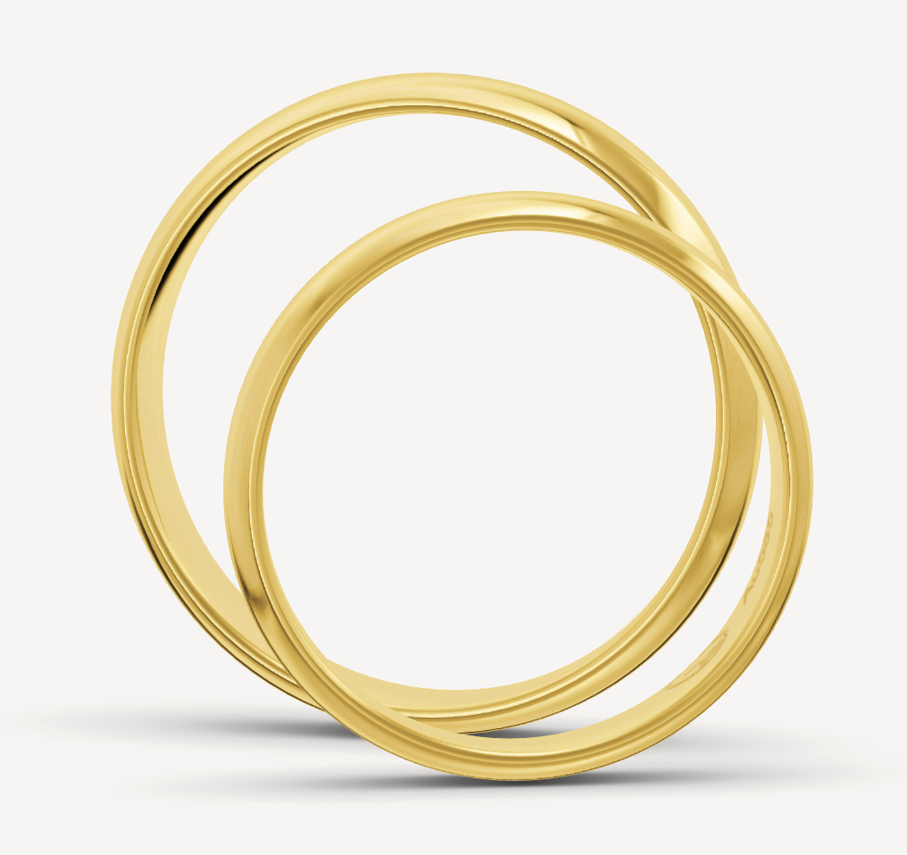 aanbieding 14 kt geel gouden klassieke trouwringen set.De Heren ring is 4 mm breed met een dikte van 1.4 mm. De Damesring is 3 mm breed met een dikte van 1.3 mm. Maat 64 & 54 €875