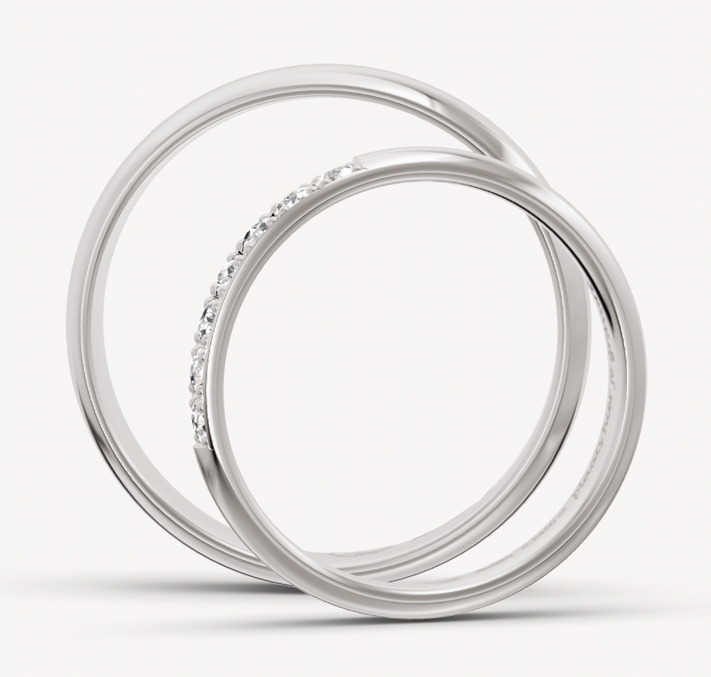 14kt Wit gouden trouwringen set met diamanten Tradition