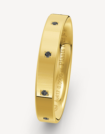 10kt Geel gouden Heren vriendschapsring met rondom zwarte diamanten Black Diamond